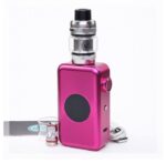 Pink Box-mod Vape Kit with a Chrome Tank on Top and a Black Mouthpiece Placed Beside Extra Coil and Usb Cable - Australia E-cigarette Store