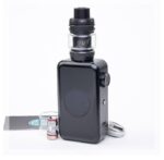 Black Box Vape Mod with a Detachable Glass Tank on Top and Spare Coil Parts Nearby on a White Background - Australia E-cigarette Store