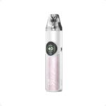 Pink and White Pod Vaping Device with a Clear Mouthpiece and Circular Oled Display on the Front - Australia E-cigarette Store
