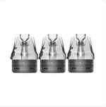 Three Vape Pod Cartridges Arranged in a Row on a White Background Showing Clear Tanks and Black Bases - Australia E-cigarette Store