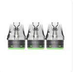 Three Vape Pod Cartridges Lined Up Side by Side with Clear Tops and Bright Green Basesfooters - Australia E-cigarette Store