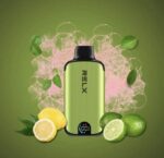 Green Relx Vape Device with Lemon and Lime Fruits Citrus-flavored Advertising Image Against a Green Background - Australia E-cigarette Store