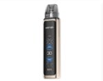 Wenax Vape Device with a Black Display Screen Showing Settings and a Gold Body in Portrait Orientation - Australia E-cigarette Store