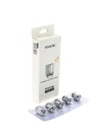 Smok Tfv9 Coil Pack Five Meshed Replacement Coils in a Clear Blister Tray Beside the White Box with Product Branding - Australia E-cigarette Store