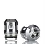 Two Metallic Vaping Coil Heads with Black Accents Shown from Side and Bottom on a White Background - Australia E-cigarette Store