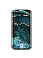 Smartphone in a Dark Protective Case with Teal Marble Wallpaper and Gold Veins on the Screen Edge-to-edge - Australia E-cigarette Store