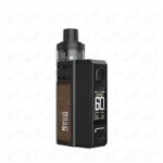 Black Vape Mod with a Detachable Tank Brown Leather Panel and a Digital Display Showing 60w - Australia E-cigarette Store