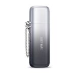 Lost Vape Pod Vape with a Silver-to-dark Gray Gradient and a Metal Chain Attached Shown Upright - Australia E-cigarette Store
