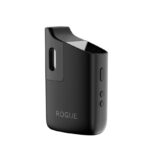 Black Rogue Compact Vaping Device with Curved Mouthpiece and Two Small Side Buttons Brand Visible on the Front - Australia E-cigarette Store