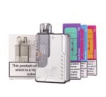 Gotek Pro Vape Device with a Transparent Chamber and Four Colorful Flavor Boxes in the Background - Australia E-cigarette Store
