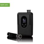 Portable Temperature-controlled Device with a Digital Display Reading 200°c Two Rounded Control Buttons and Glass Tubes Nearby White Background with a Green save-40 Badge in the Corner - Australia E-cigarette Store