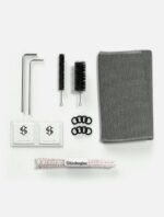 Maintenance Kit for Stundenglass Two Hex Keys Two Bottle Brushes Several Black Rubber O-rings Two Small Instruction Cards a Braided Cleaning Wand Labeled stundenglass and a Gray Fabric Pouch - Australia E-cigarette Store