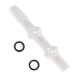 Clear Glass Joint Connector with Two Black Rubber O-rings Likely for a Water Pipe or Bong Assembly - Australia E-cigarette Store