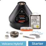 Volcano Hybrid Vaporizer with Digital Display Showing 390°f Plus Starter Accessories and Cleaning Swabs Nearby - Australia E-cigarette Store