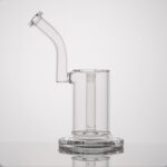 Clear Glass Water Pipe bong with a Curved Neck and Cylindrical Chamber on a Reflective Surface - Australia E-cigarette Store