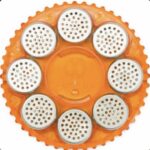 Orange Circular Device with Eight Small Perforated Metal Discs Arranged Around a Central Hub Looks Like a Decorative or Mechanical Tool Component Viewed from Above - Australia E-cigarette Store