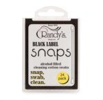 Pack of 24 Randys Black Label Snaps Alcohol-filled Cleaning Cotton Swabs front of Packaging - Australia E-cigarette Store
