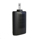 Black Handheld Vape Mod with a Clear Cartridge on Top and Vertical Ventilation Slots on the Side - Australia E-cigarette Store