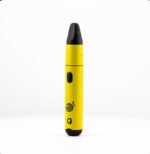 Bright Yellow Vape Pen with a Black Mouthpiece Standing Upright on a White Background Branding Visible Near the Bottom - Australia E-cigarette Store