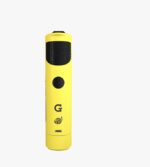 Yellow Vape Pen with Black Textured Grip Circular Black Button and G Branding Standing Upright - Australia E-cigarette Store
