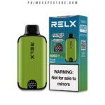 Green Relx Vape Device with Black Mouthpiece Next to Its Blue-and-teal Packaging Labeled Fresh Mint and 800 Puffs Plus a Prominent not for Sale to Minors Warning - Australia E-cigarette Store