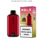 Red Relx Disposable Vape Device Beside Its Box Flavor Strawberry Kiwi with a not for Sale to Minors Warning on the Box - Australia E-cigarette Store