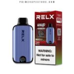 Blue Relx Vape Device with Black Mouthpiece Beside Its Red Packaging Box Including a not for Sale to Minors Warning - Australia E-cigarette Store