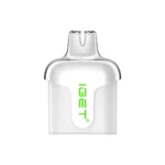 White Disposable Vape Pod with a Clear Mouthpiece and a Bright Green Vertical Logo on the Front - Australia E-cigarette Store