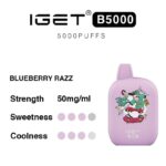 Iget B5000 Label Blueberry Razz Flavor 50 Mgml Sweetness 45 Coolness 45 with a Pink Device Image - Australia E-cigarette Store