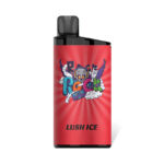 Red Vape Device with Colorful Cartoon Mascot and the Text lush Ice on a Red Background Image - Australia E-cigarette Store