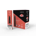 Iget Lush Ice Disposable Pod Packaging Black and Red Boxes with a Black Vape Pen and 4000 Puffs Warning Label Visible - Australia E-cigarette Store