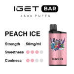 Iget Bar Peach Ice Vape with 3500 Puffs 50 Mgml Nicotine Sweetness and Coolness Shown by Pink Dots on a Pink Device - Australia E-cigarette Store